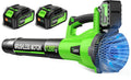 Tietoc Leaf Blower Cordless, 1200W Brushless Electric Leaf Blower with 2 X 4.0Ah Battery, 6 Speed Powerful Leaf Blowers for Garden, Patio, Lawn Care, Gift for Men Dad Husband Fathers (Green)