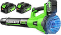 Tietoc Leaf Blower Cordless, 1200W Brushless Electric Leaf Blower with 2 X 4.0Ah Battery, 6 Speed Powerful Leaf Blowers for Garden, Patio, Lawn Care, Gift for Men Dad Husband Fathers (Green)