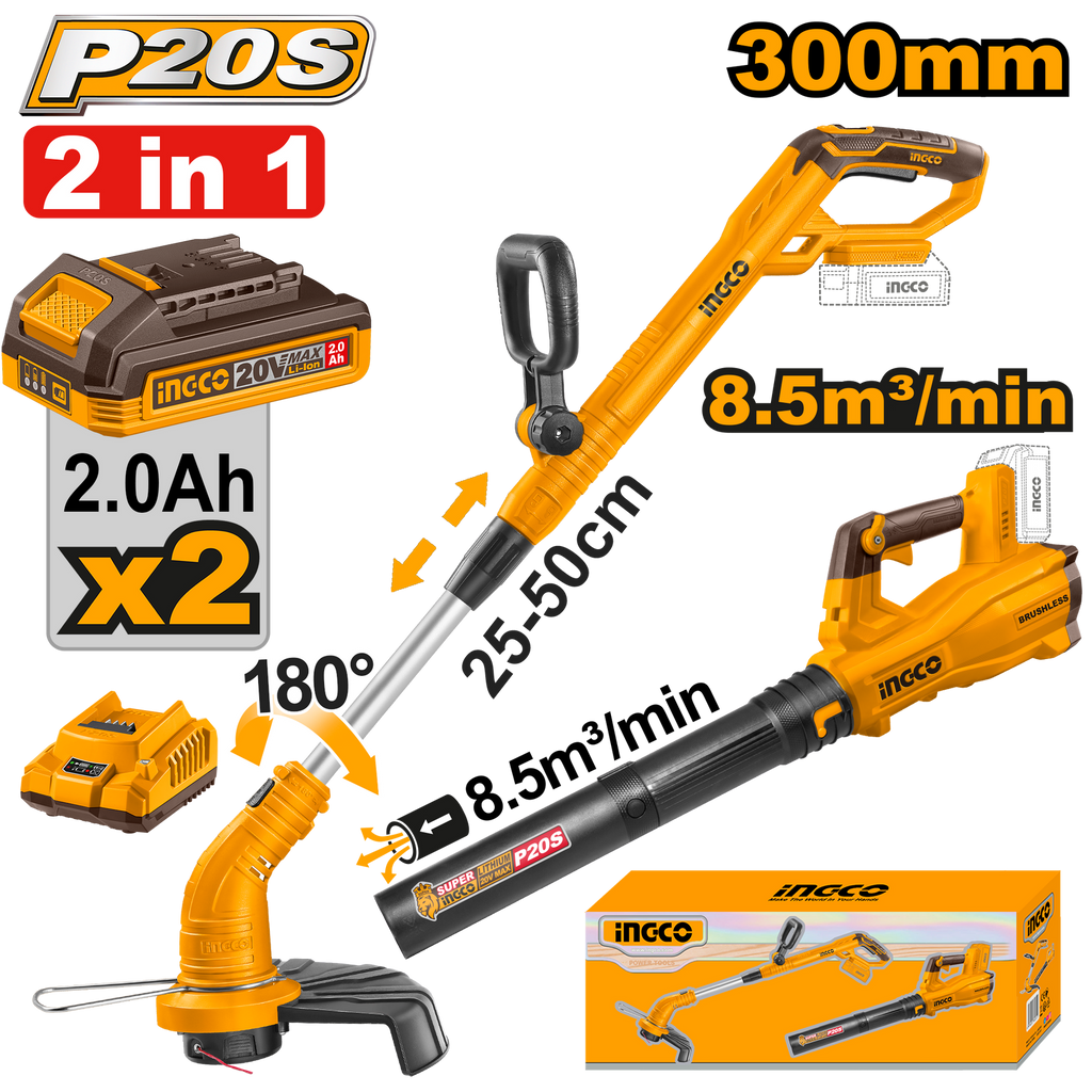 Special - Ingco 2 in 1 Cordless Blower / Trimmer Gardening Combo Kit