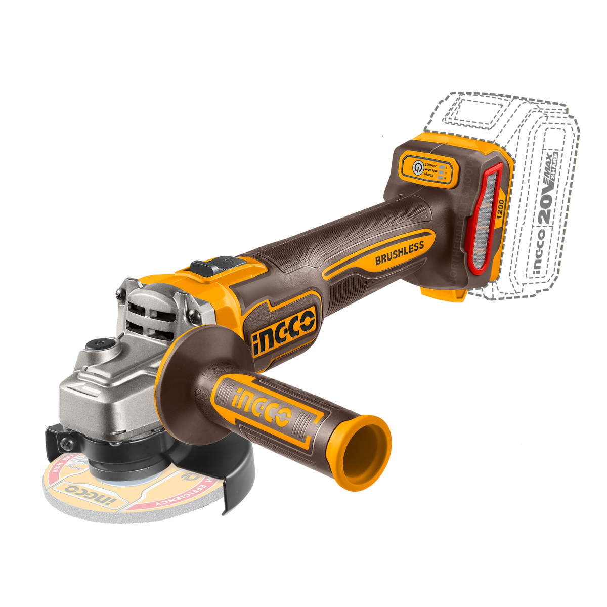 Special - Ingco Cordless Angle Grinder 1200W 20V (Tool Only)