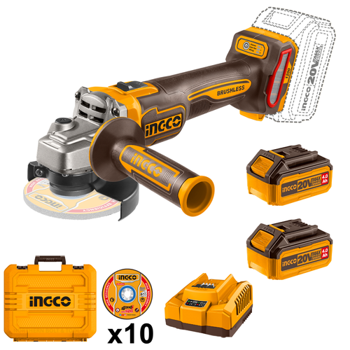 Ingco Cordless Angle Grinder 1200W 115mm 20V Kit