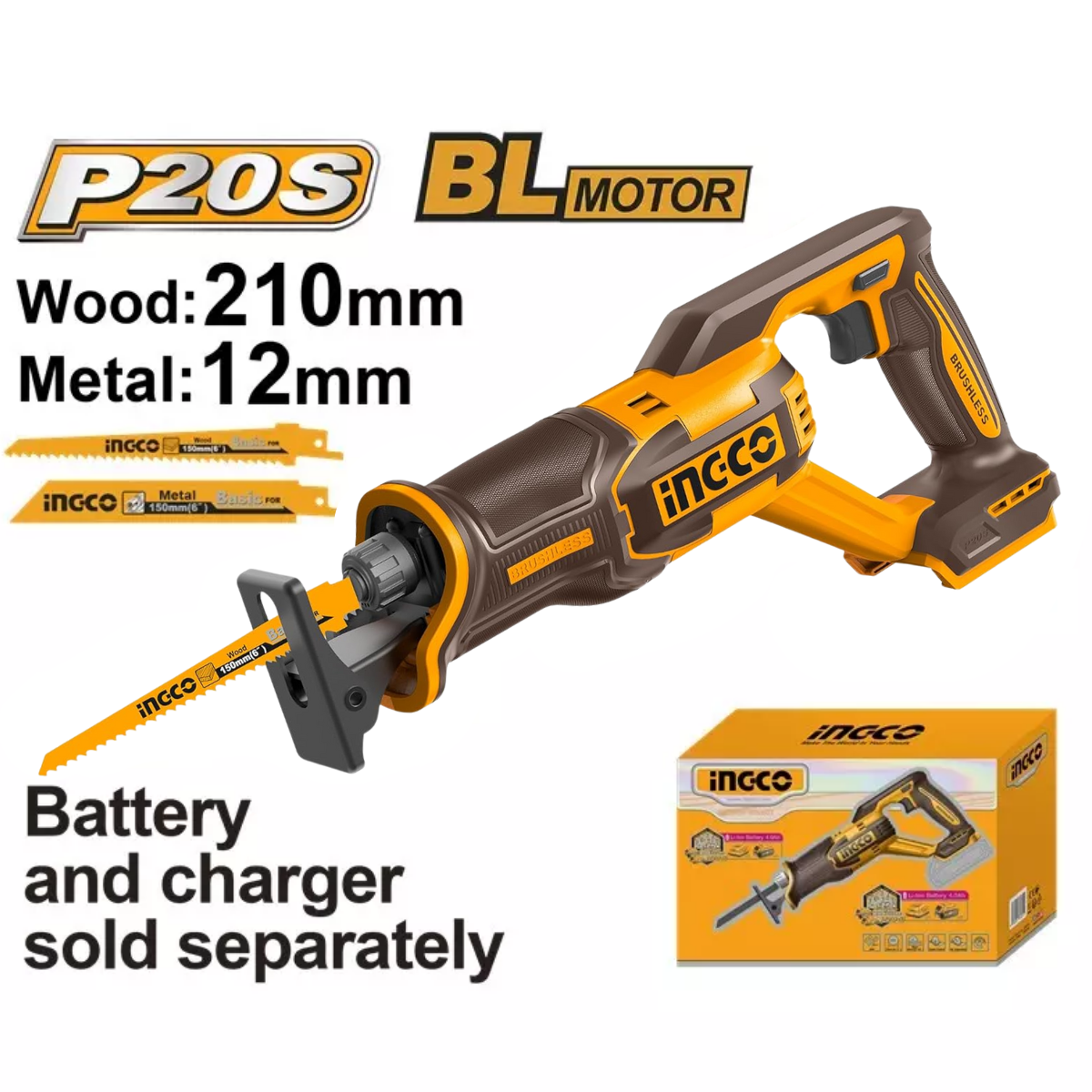 Special - Ingco Cordless Reciprocating Saw Brushless 20V (Tool only)